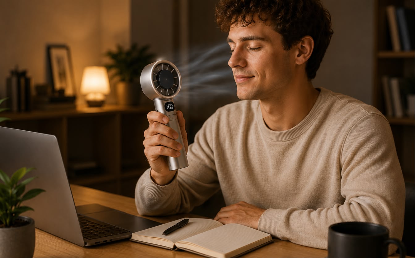 Ultra quiet portable cooling fan for work, study and office